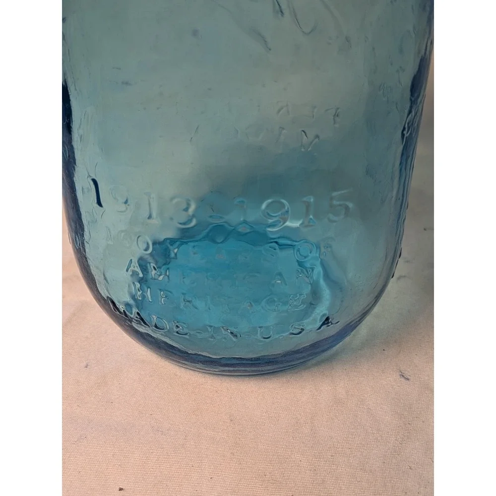 Ball Heritage Collection Blue Glass Mason Jar 1913-1915 Anniversary Pint Regular